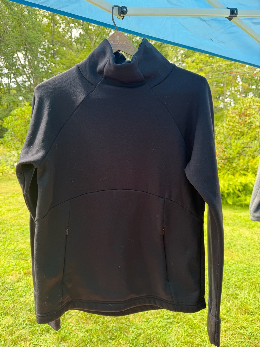 Athleta women’s Black Turtleneck Pullover with Zip Pockets